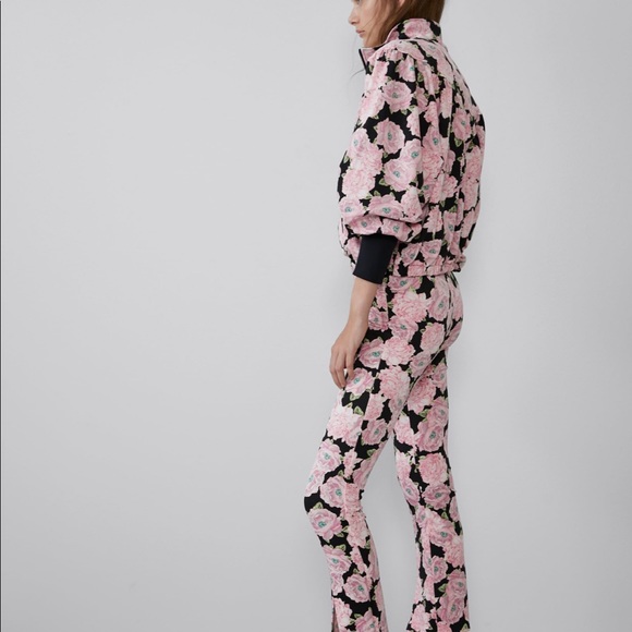 ZARA Floral Print Bomber Jacket - Picture 5 of 8